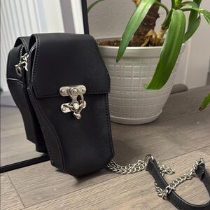 Black Leather Chain Strap Bag